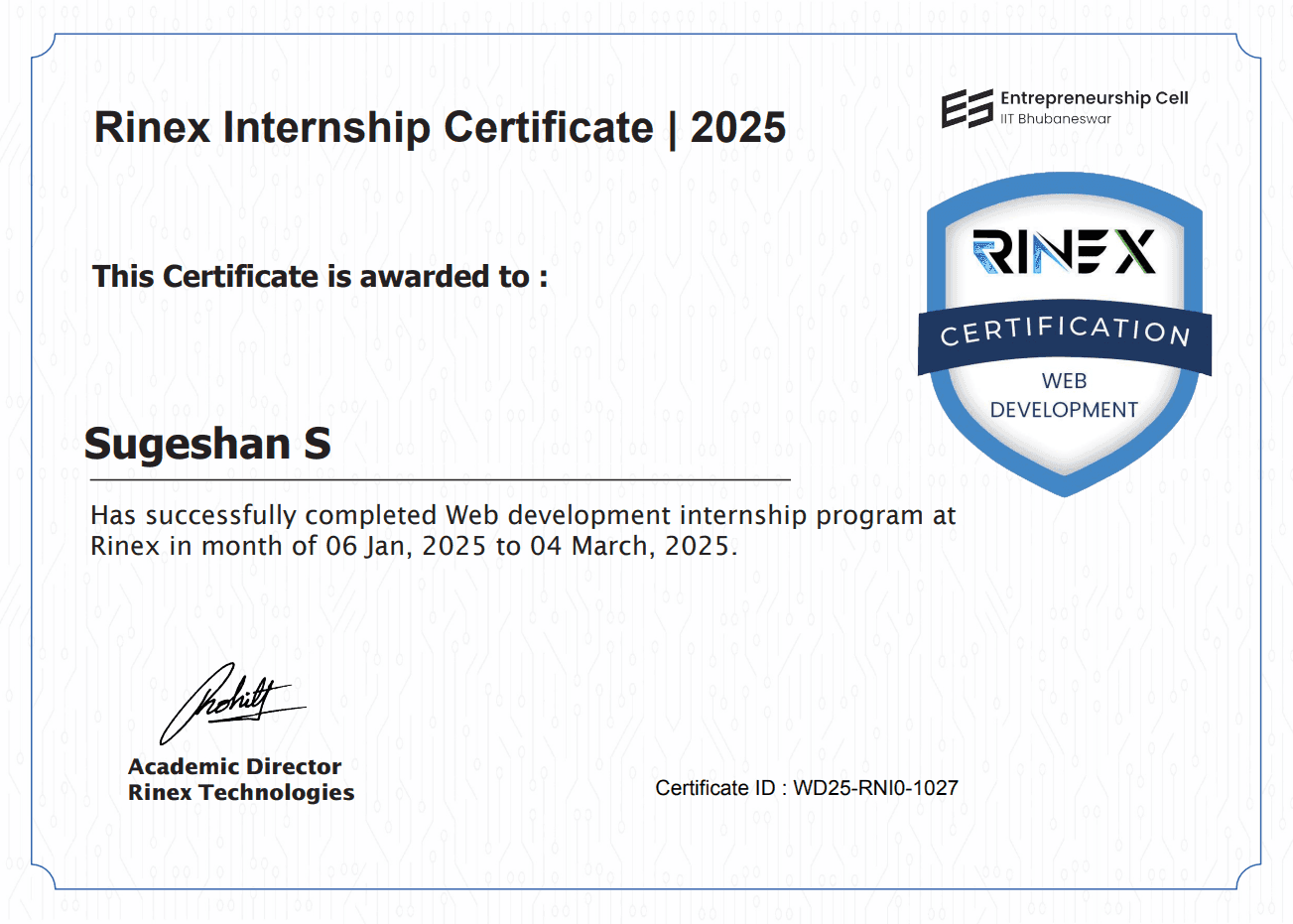 Rinex Certificate