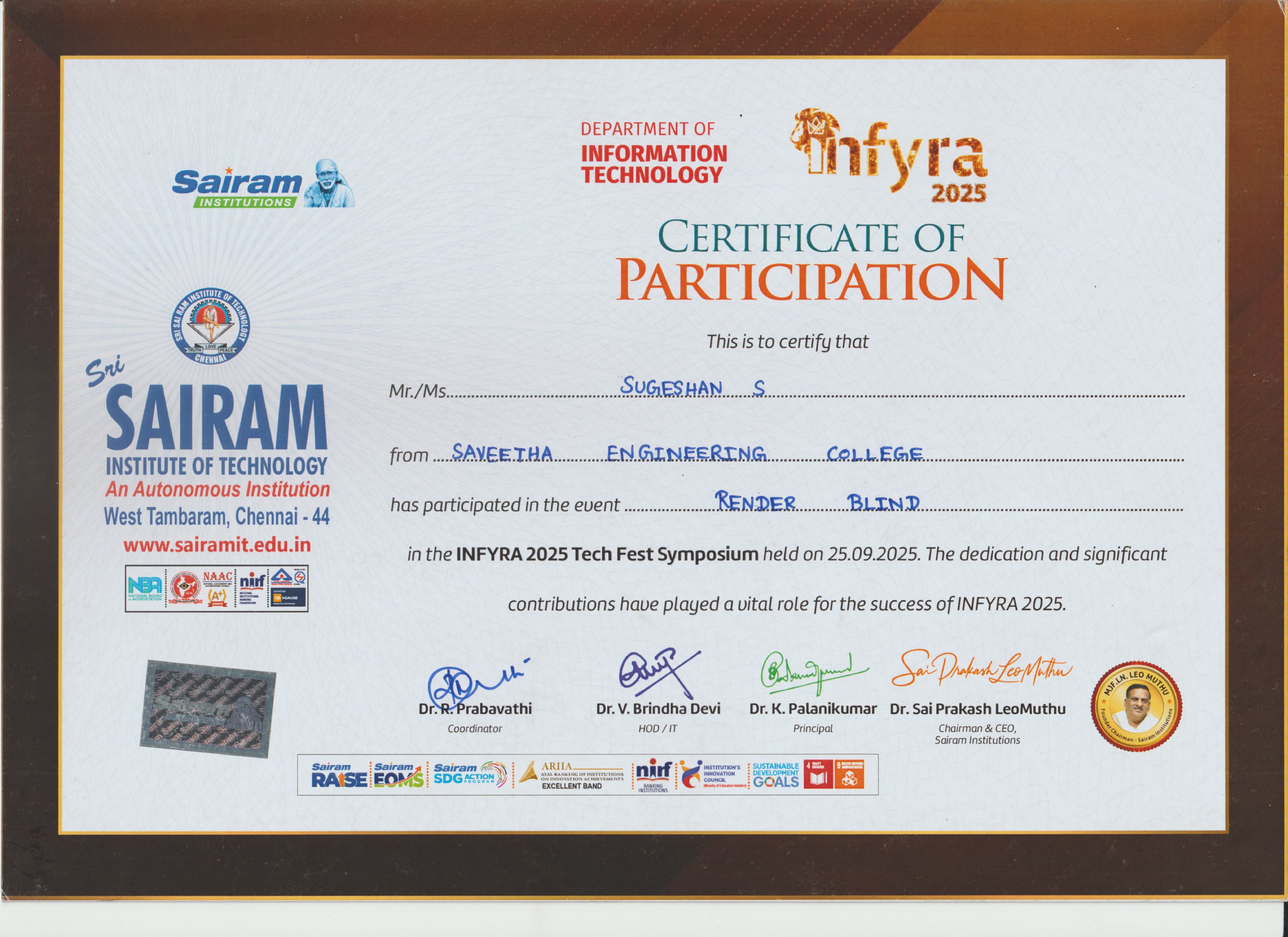 Sairam Certificate